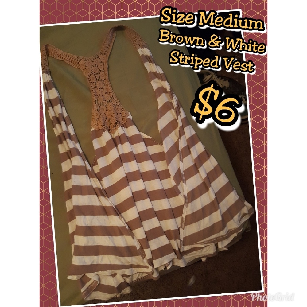 Light Brown and White Crochet Vest